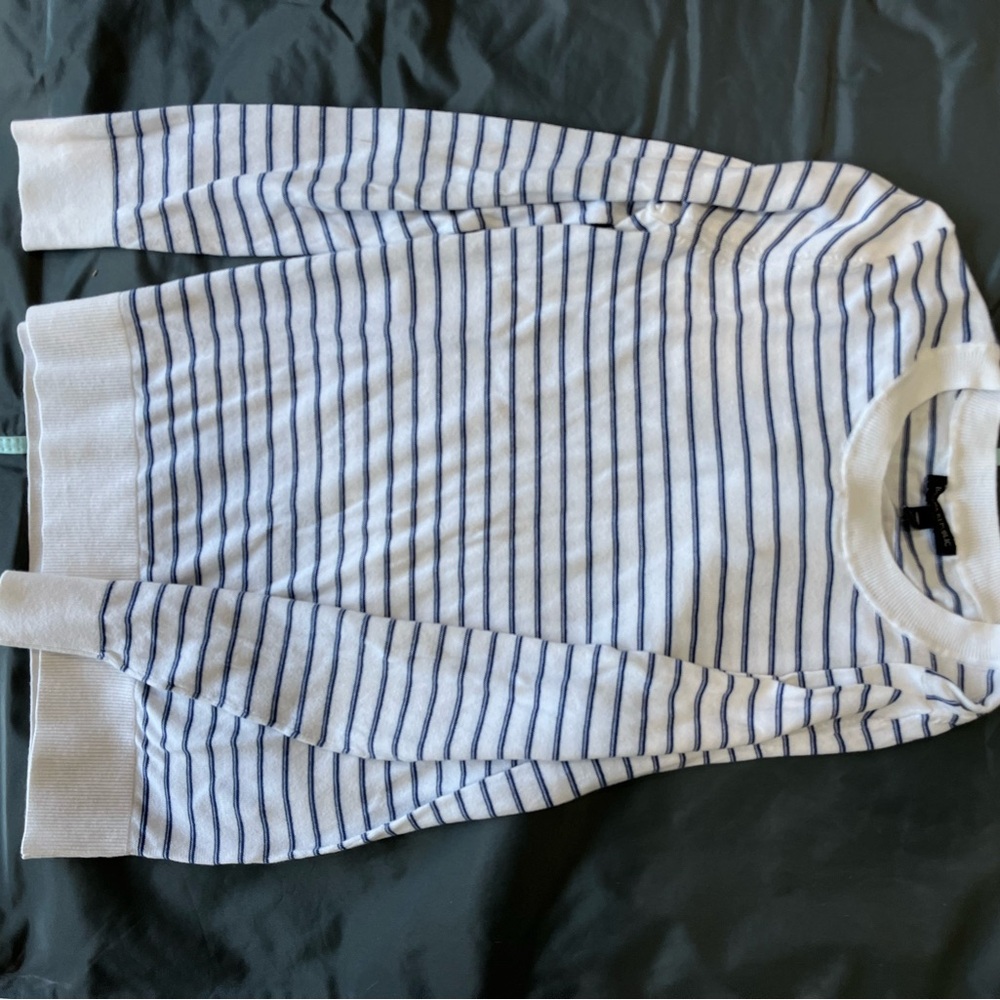 Banana Republic Factory White and Blue Striped Sweater